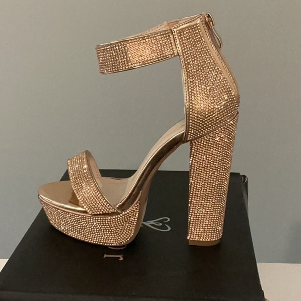 Windsor Gold Rhinestone Heels - Picture 2 of 5